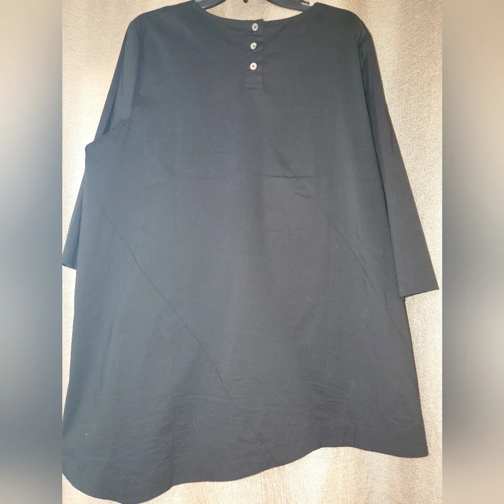 J Jill Lagenlook Asymmetric Tunic Top Blouse WMs 3 Button Back 3/4 Sleeve SZ XL - Picture 4 of 7